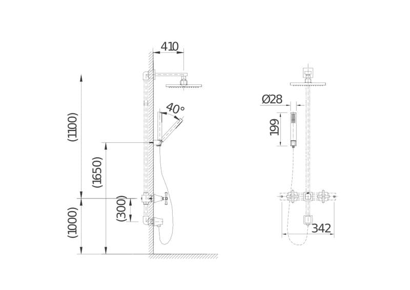 Bản vẽ kích thước vòi sen âm tường nóng lạnh INAX BFV-81SEHW